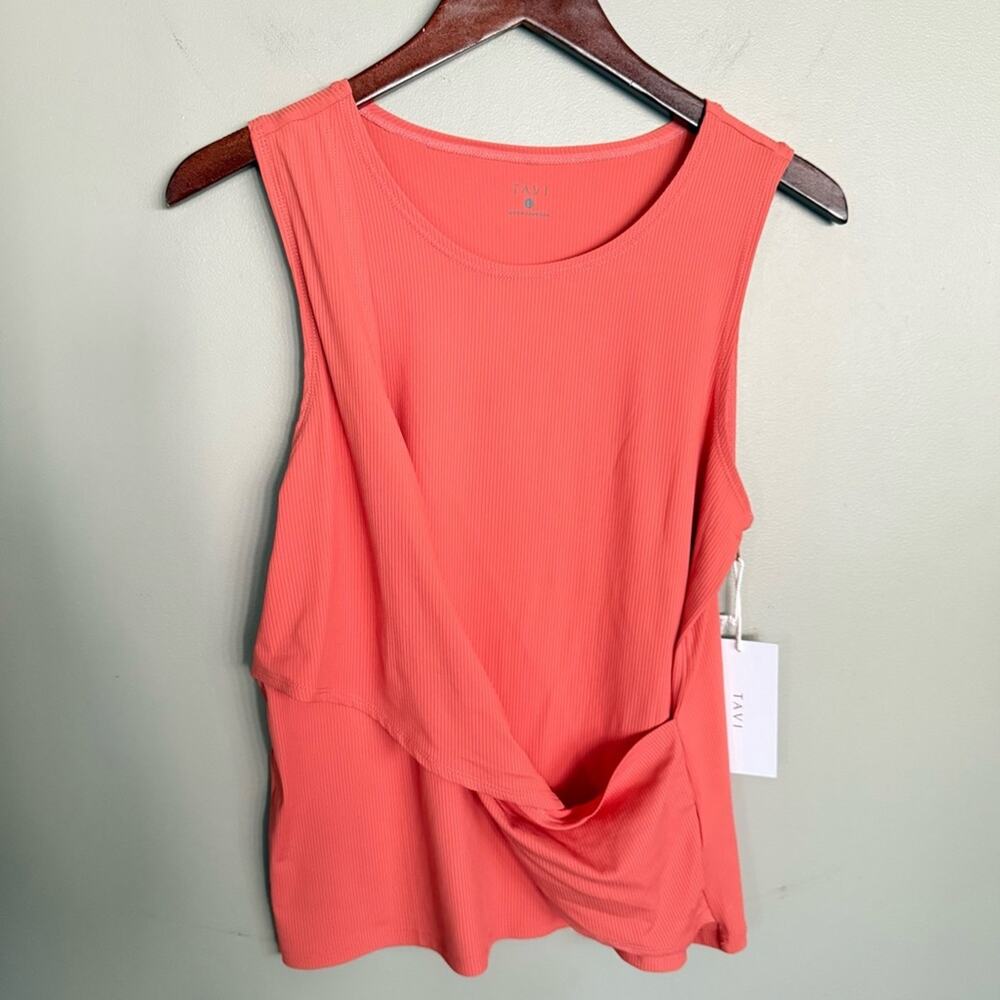 Tavi Noir NWT Synergy Twist Ribbed Tank Top Poppy Pink Lrg BalletCore Feminine - Picture 5 of 12
